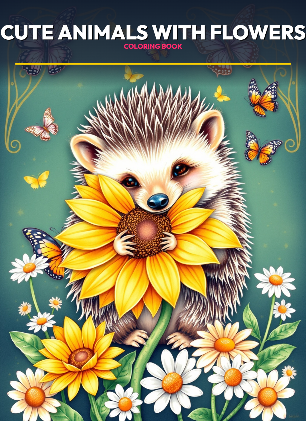 Cute Animals with Flowers Coloring Pages
