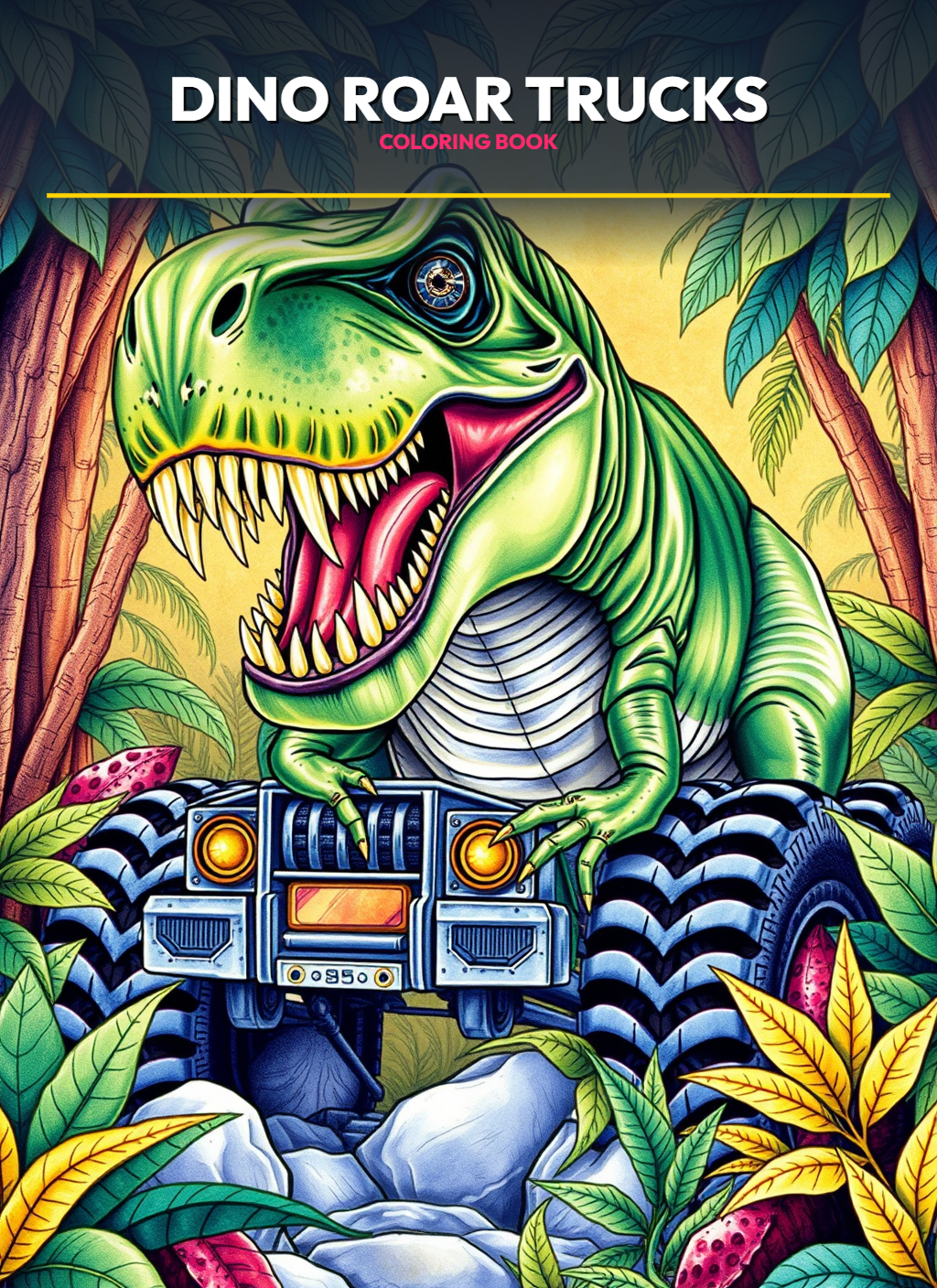 Monster Trucks – Dino Roar Trucks Coloring Pages | Color Me Now