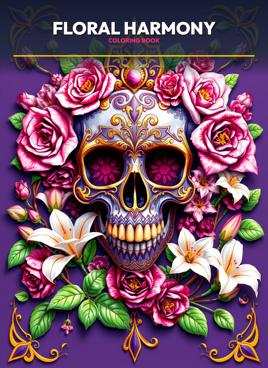 Skull Realms: Floral Harmony Coloring Pages