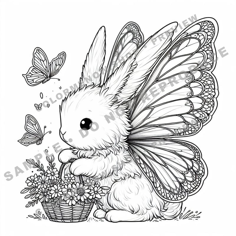 Adorable Fantasy Creatures – Enchanted Realms Coloring Pages - Sample Page 1