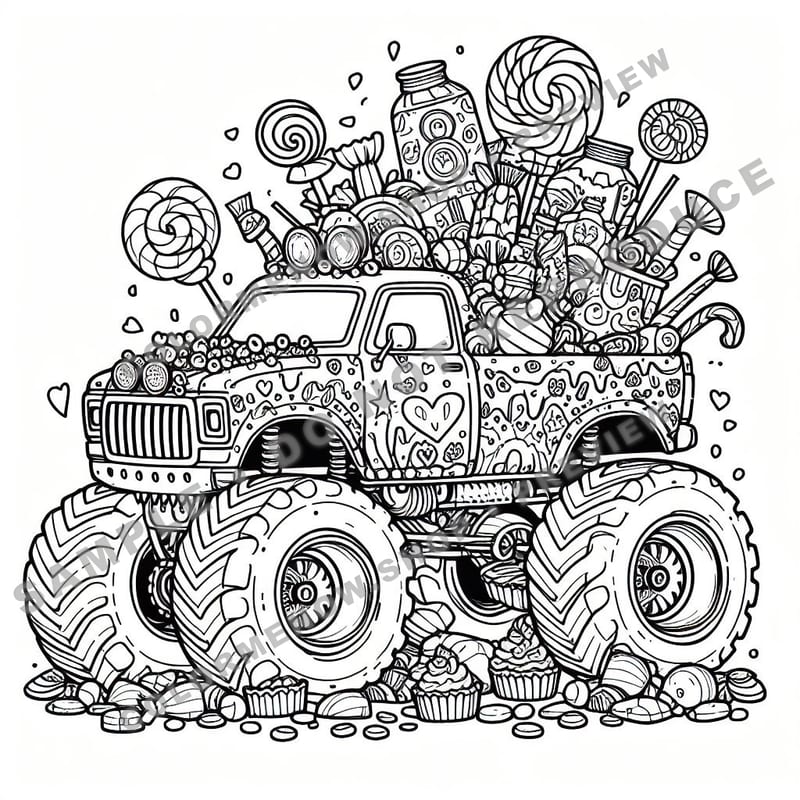 Candy Monster Trucks Coloring Pages - Sample Page 3