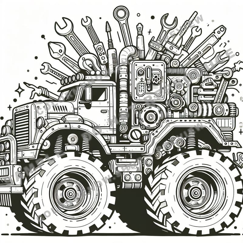 Construction Monster Trucks Coloring Pages - Sample Page 2