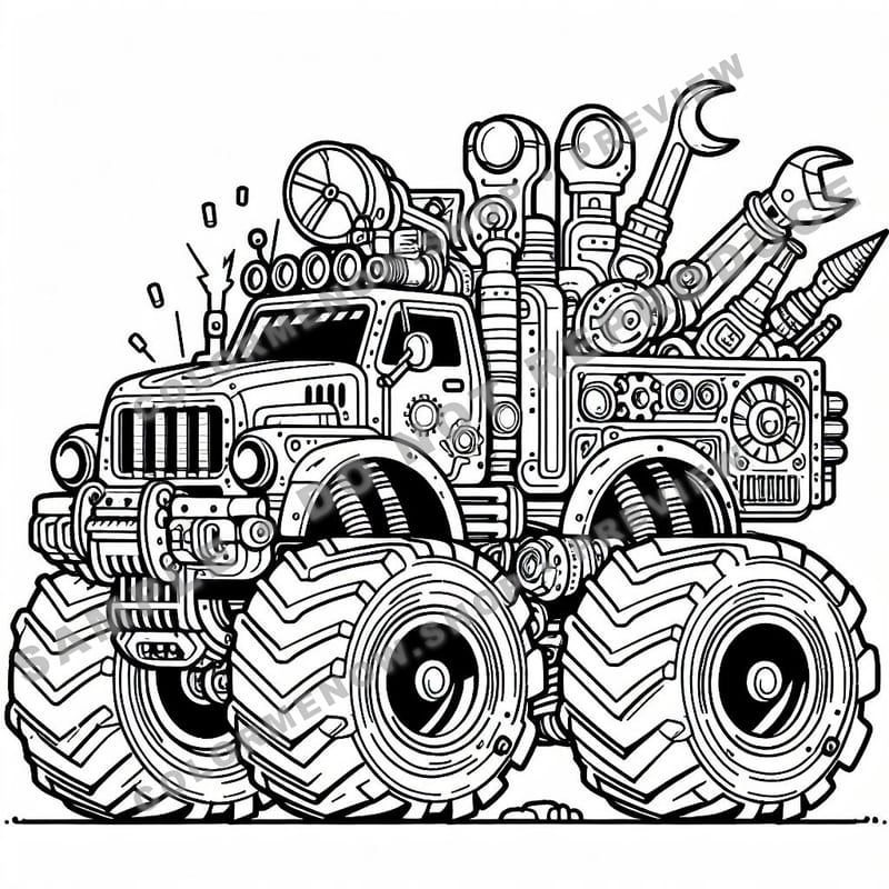 Construction Monster Trucks Coloring Pages - Sample Page 3