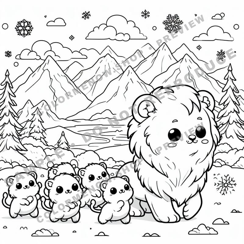 Cute Snowy Animals Coloring Pages - Sample Page 2