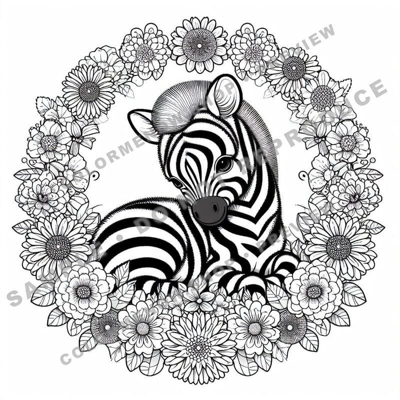 Floral Animal Friends Coloring Pages - Sample Page 3