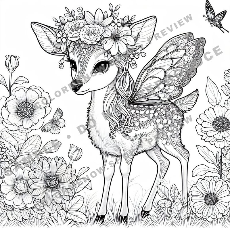 Floral Fairy Coloring Pages - Sample Page 3