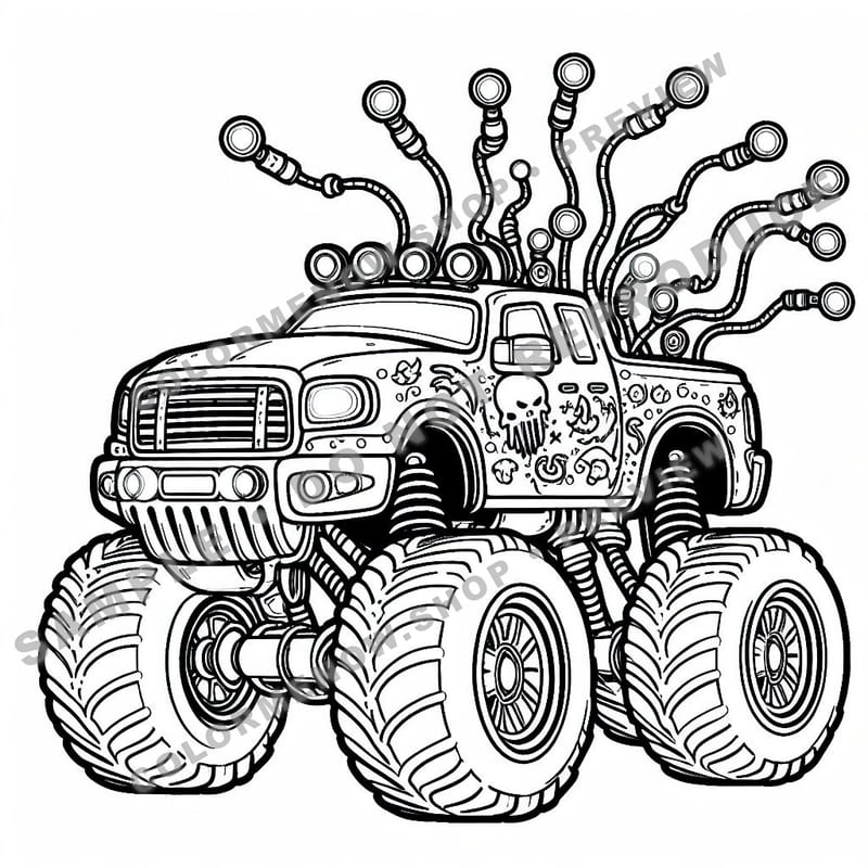 Gladiator Monster Trucks Coloring Pages - Sample Page 1