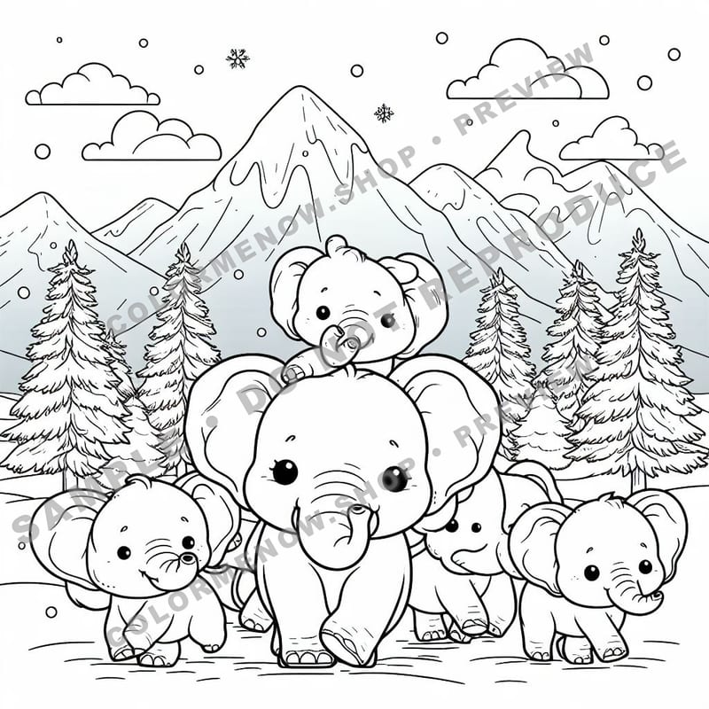 Happy Mountain Animals Coloring Pages - Sample Page 2