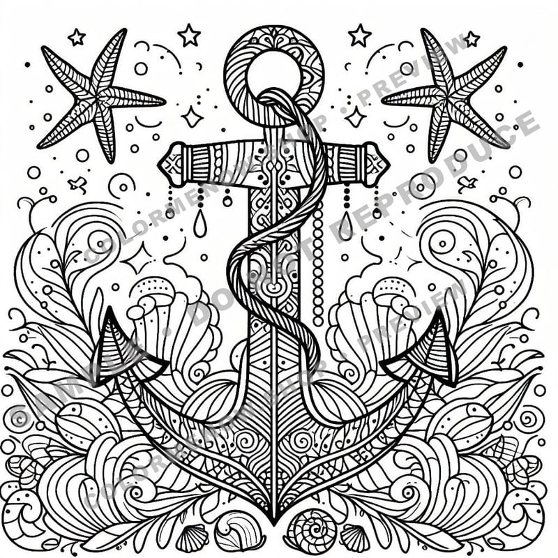 Inked Realms – Maritime Anchor Ink Coloring Pages - Sample Page 2