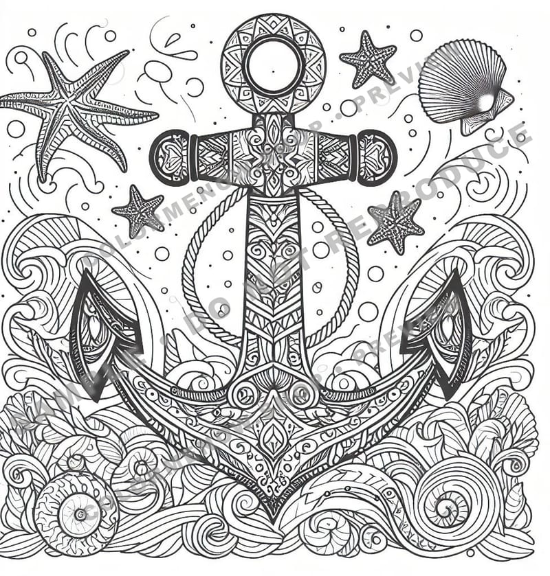 Inked Realms – Nautical Coloring Pages - Sample Page 3