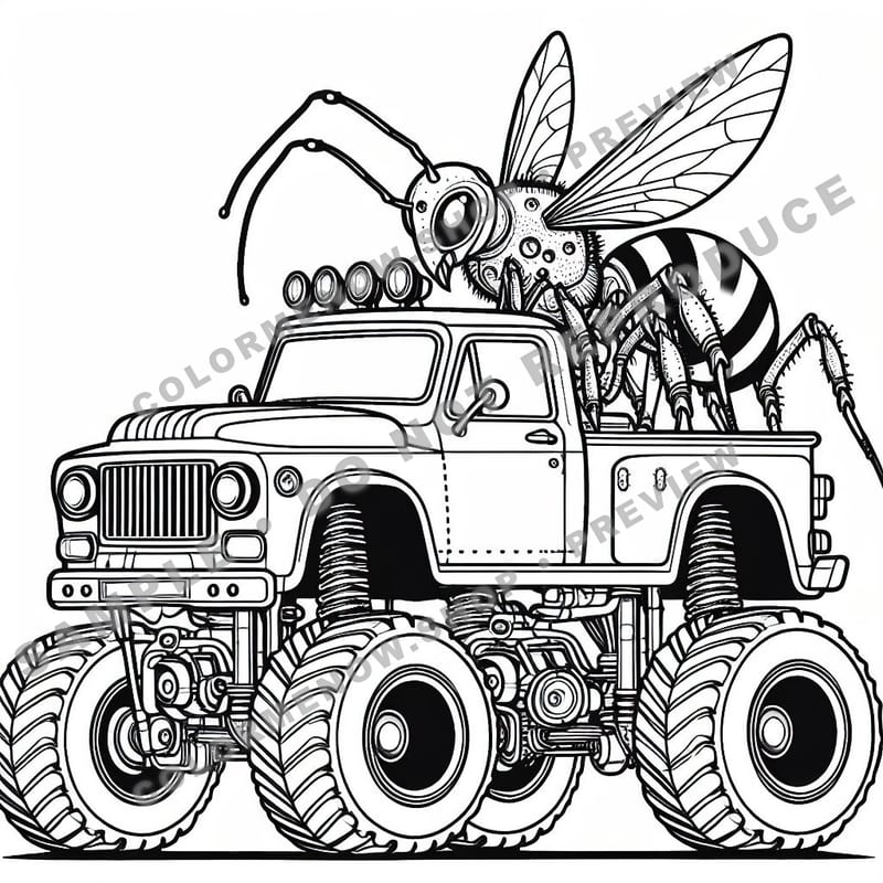 Insect Monster Trucks Coloring Pages - Sample Page 3