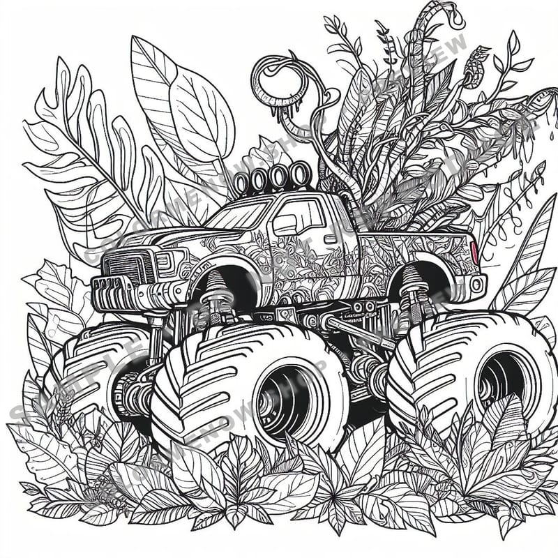 Jungle Monster Trucks Coloring Pages - Sample Page 3