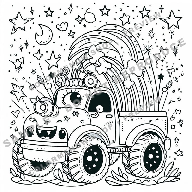 Monster Monster Trucks Coloring Pages - Sample Page 3