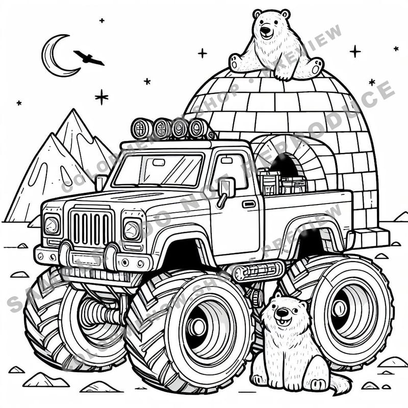 Monster Trucks – Arctic Snow Rigs Coloring Pages - Sample Page 3