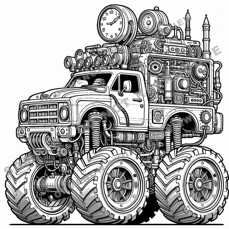 Monster Trucks – Chrono Crusher Trucks Coloring Pages - Sample Page 1