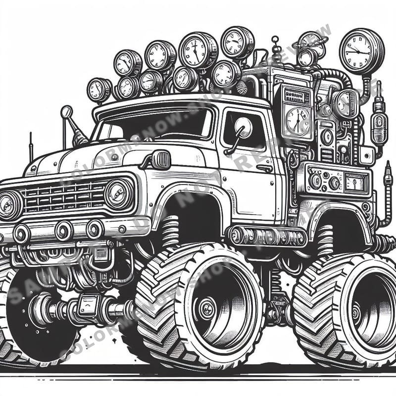 Monster Trucks – Chrono Crusher Trucks Coloring Pages - Sample Page 2