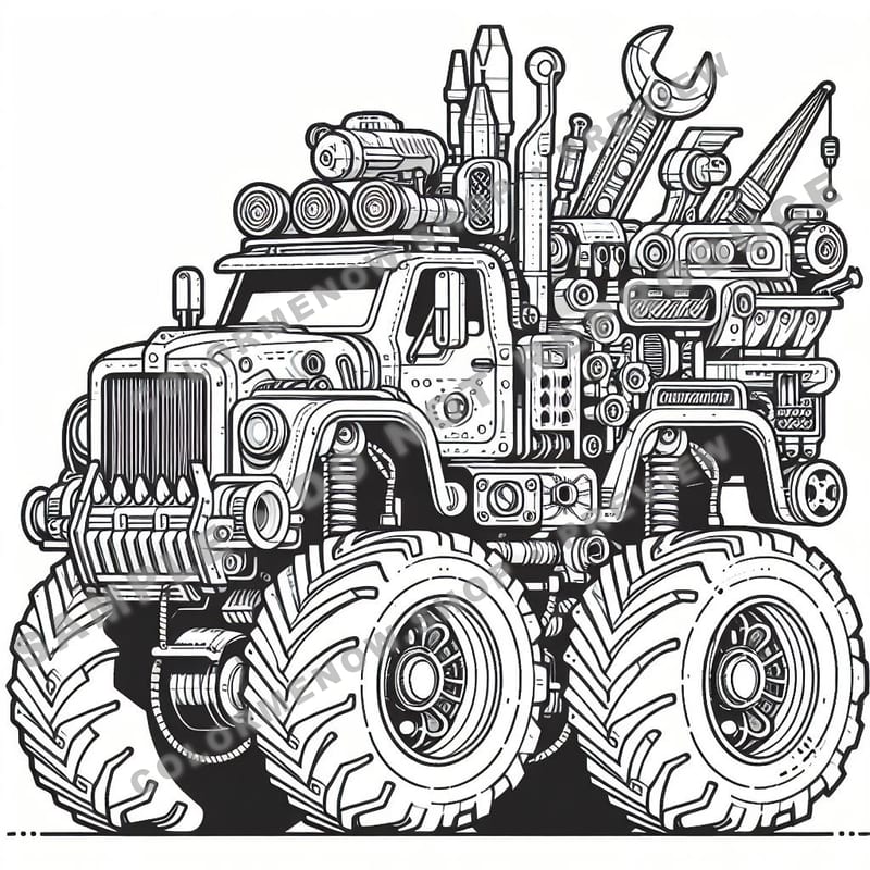 Monster Trucks – Construction Site Crushers Coloring Pages - Sample Page 1