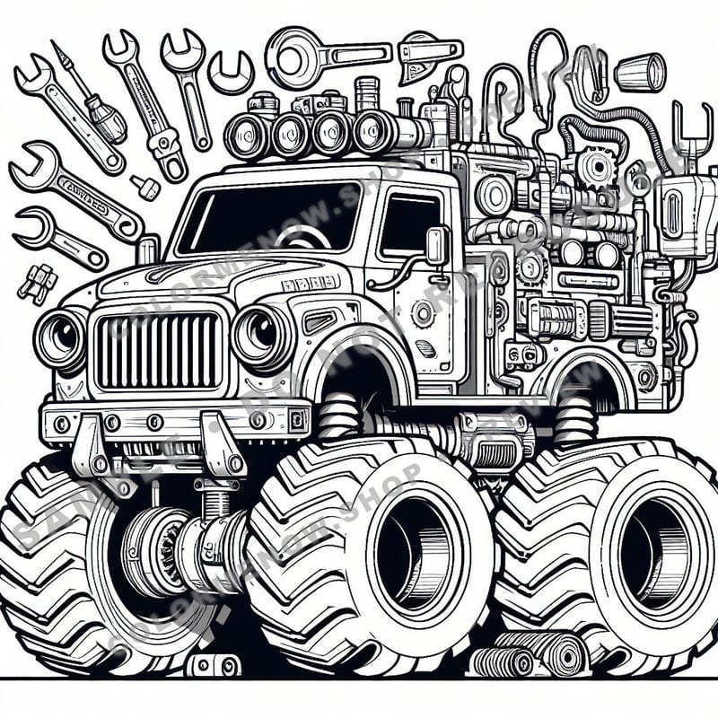 Monster Trucks – Construction Site Crushers Coloring Pages - Sample Page 2
