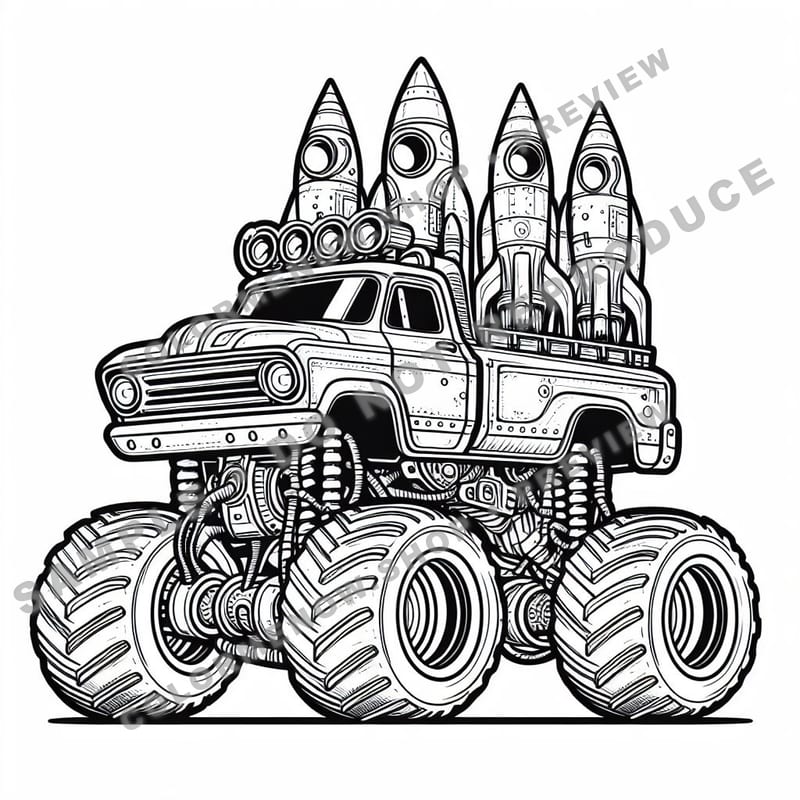 Monster Trucks – Cosmic Crusher Trucks Coloring Pages - Sample Page 3