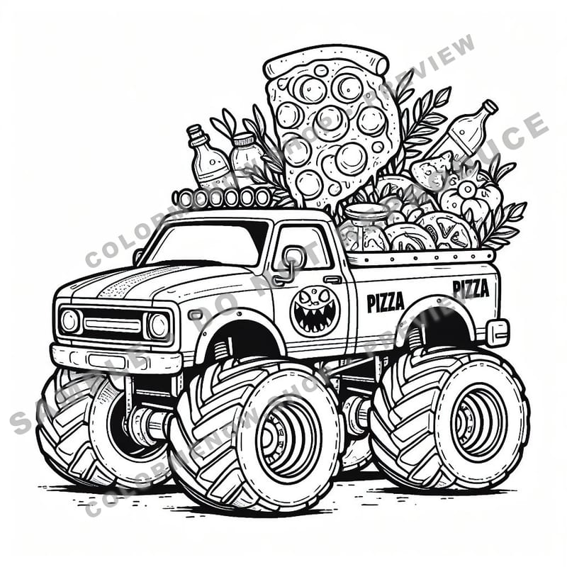 Monster Trucks – Pizza Prowler Trucks Coloring Pages - Sample Page 2