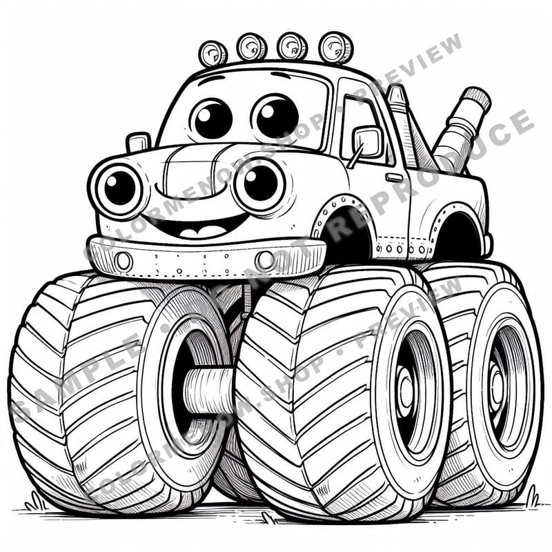 Monster Trucks – Retro Road Crushers Coloring Pages - Sample Page 3