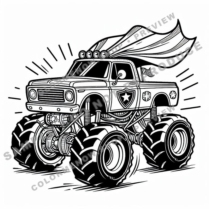 Monster Trucks – Superhero Stomper Trucks Coloring Pages - Sample Page 2