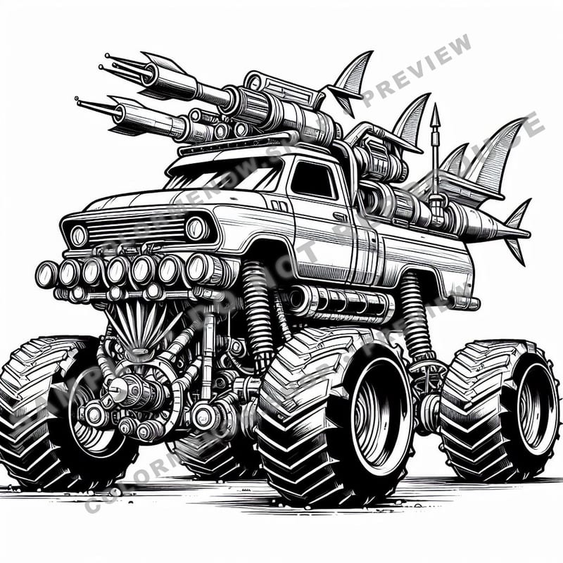 Monster Trucks – Underwater Rumble Trucks Coloring Pages - Sample Page 1