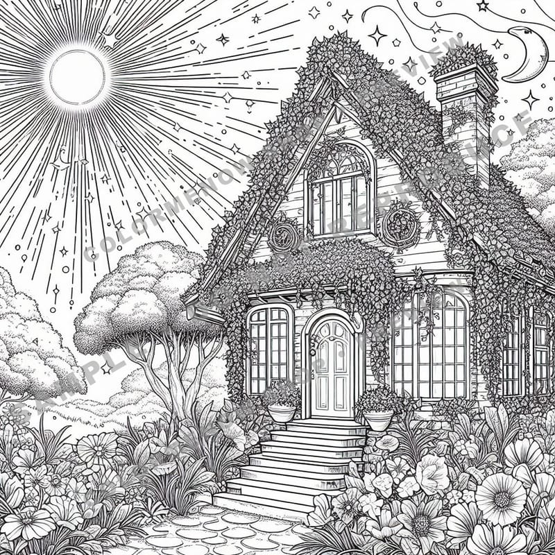 Moonlit Meadows Coloring Pages - Sample Page 1