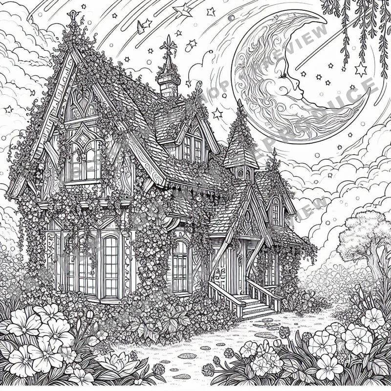 Moonlit Meadows Coloring Pages - Sample Page 3