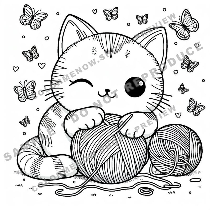 Playful Yarn Friends Coloring Pages - Sample Page 3