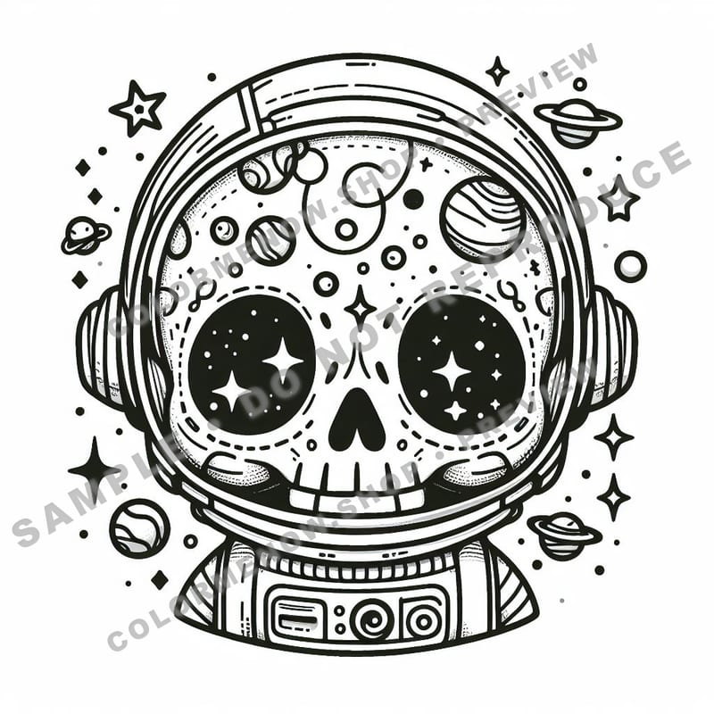 Skull Realms: Celestial Dreams Coloring Pages - Sample Page 1