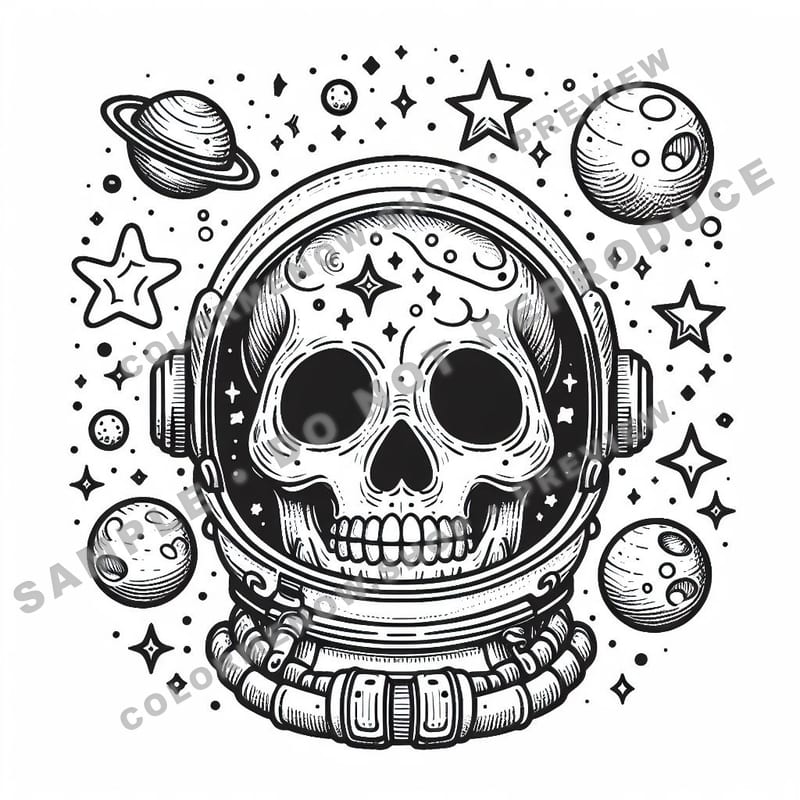 Skull Realms: Celestial Explorer Coloring Pages - Sample Page 2