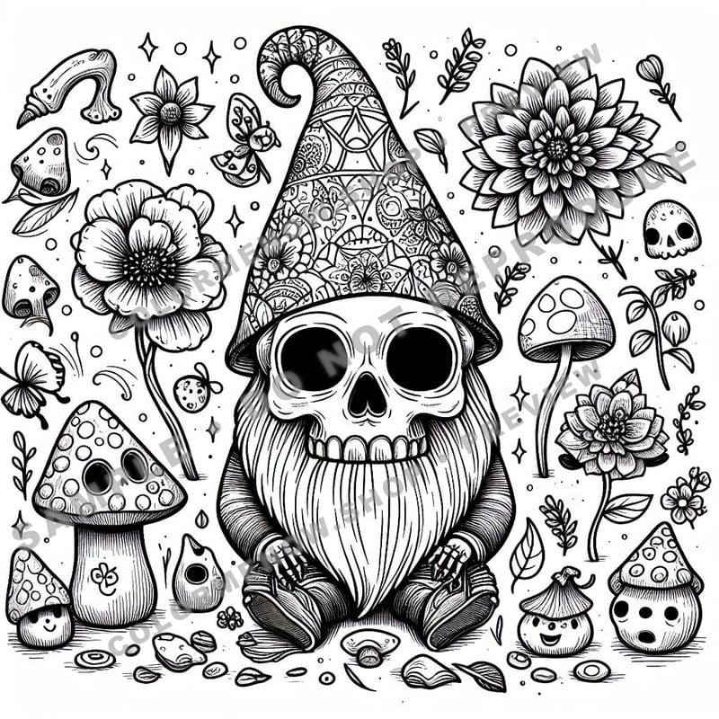 Skull Realms: Enchanted Garden Coloring Pages - Sample Page 2