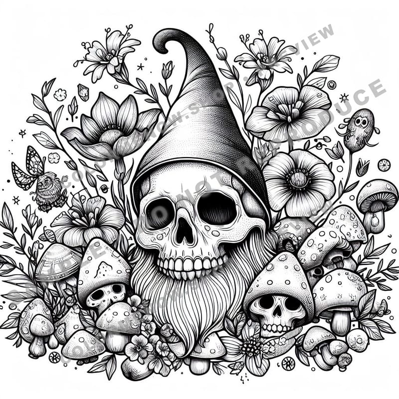 Skull Realms: Enchanted Garden Coloring Pages - Sample Page 3