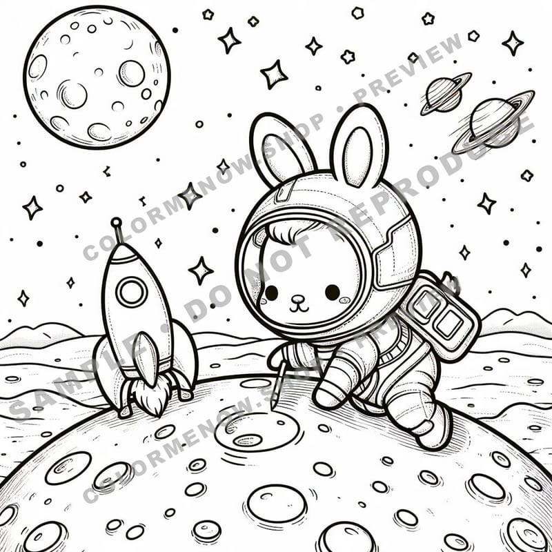Space Adventures: Astro Adventure Coloring Pages - Sample Page 2