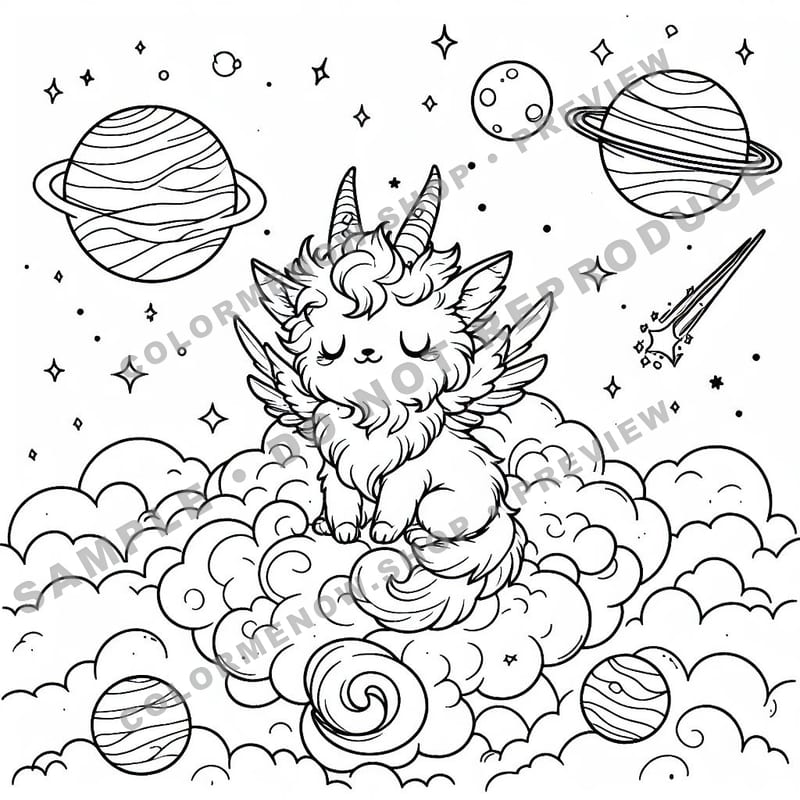 Space Adventures: Cosmic Celebration Scenes Coloring Pages - Sample Page 1