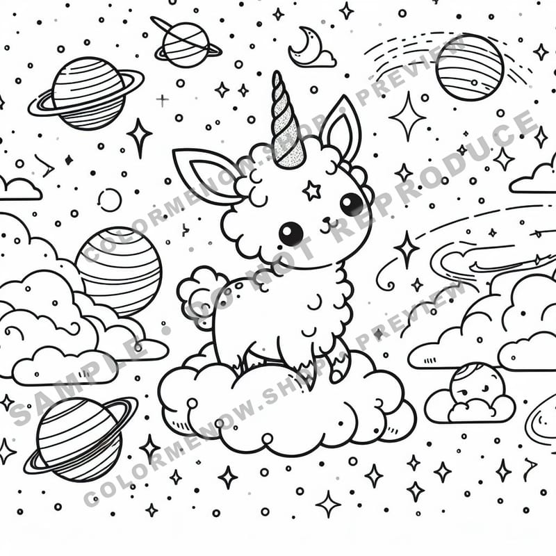 Space Adventures: Cosmic Celebration Scenes Coloring Pages - Sample Page 2
