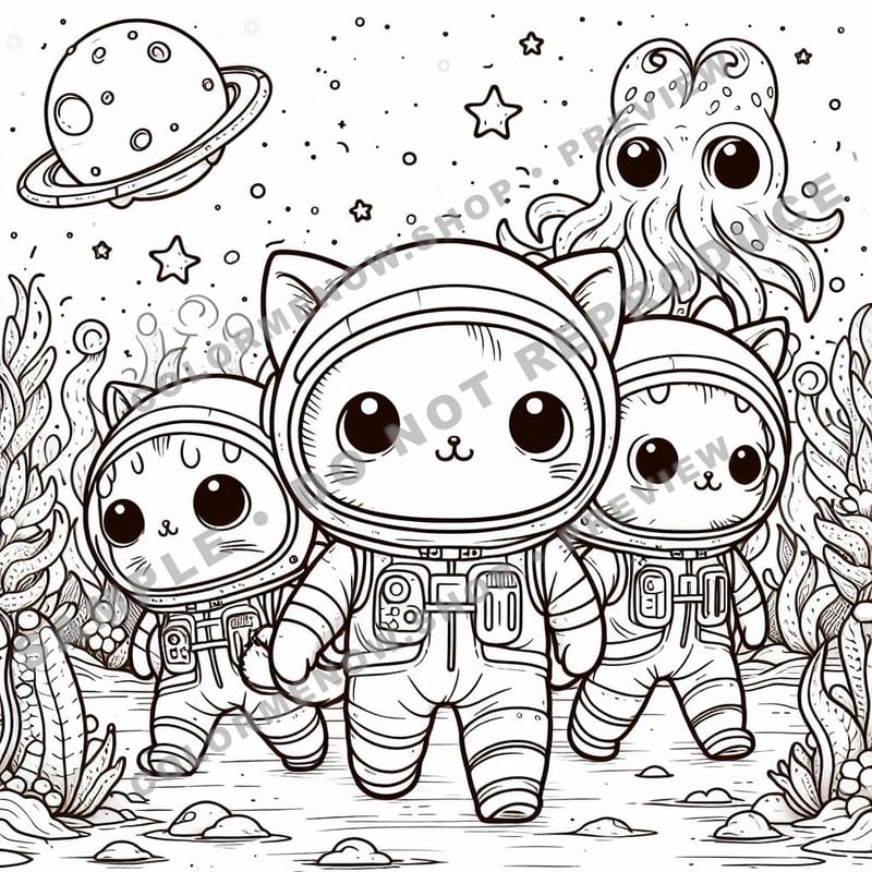 Space Adventures: Interstellar Parade Coloring Pages - Sample Page 3