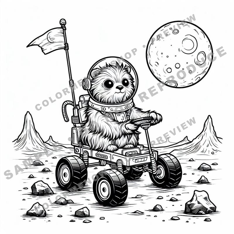 Space Adventures: Mars Rover Expedition Coloring Pages - Sample Page 1