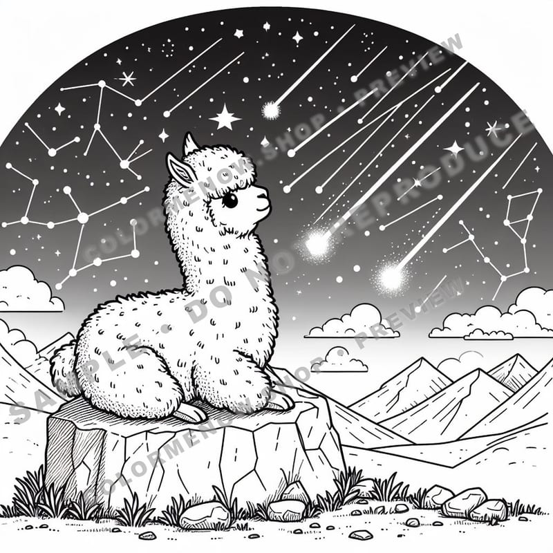 Space Adventures: Meteor Shower Magic Coloring Pages - Sample Page 2