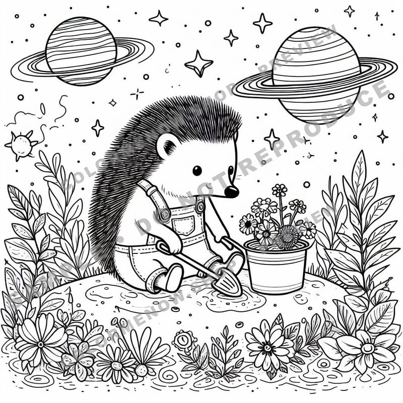 Space Adventures: Ringside Garden Worlds Coloring Pages - Sample Page 1