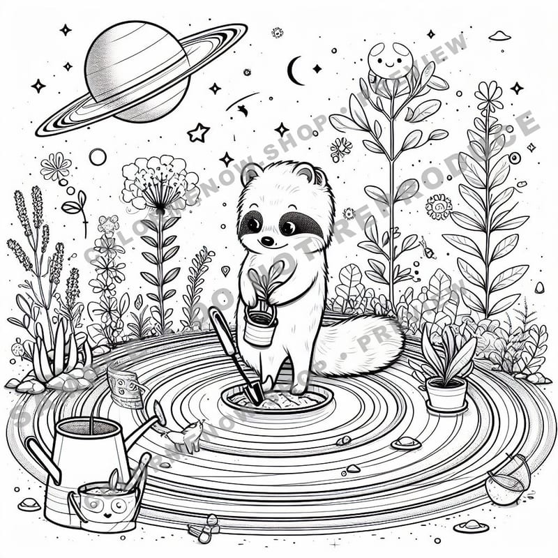 Space Adventures: Ringside Garden Worlds Coloring Pages - Sample Page 2