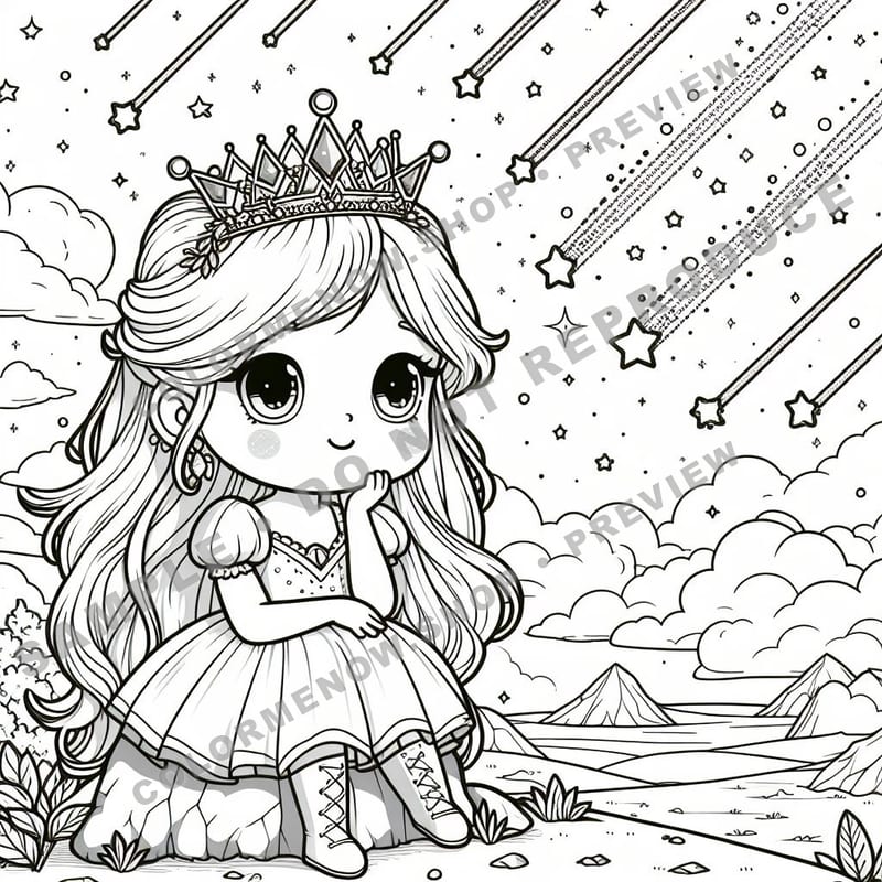 Space Adventures: Starlit Meteor Skies Coloring Pages - Sample Page 2