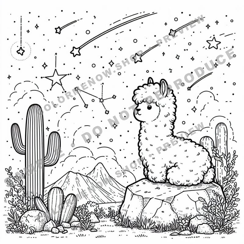 Space Adventures: Starlit Meteor Skies Coloring Pages - Sample Page 3