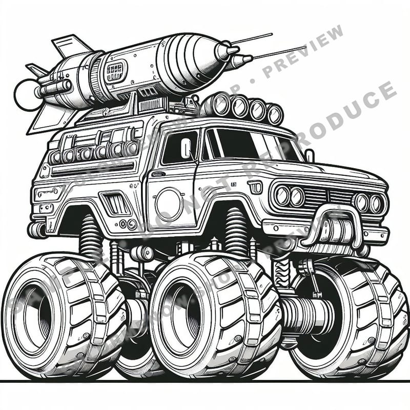Space Monster Trucks Coloring Pages - Sample Page 3