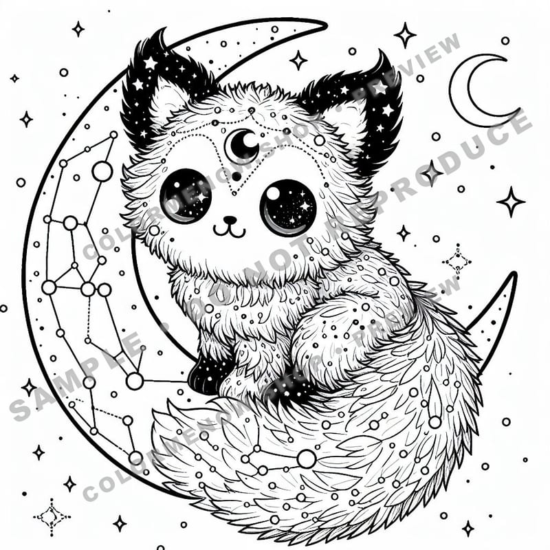 Starry Cat Coloring Pages - Sample Page 3