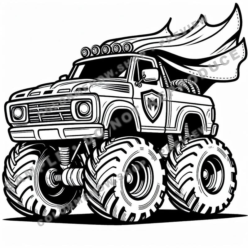 Superhero Monster Trucks Coloring Pages - Sample Page 2