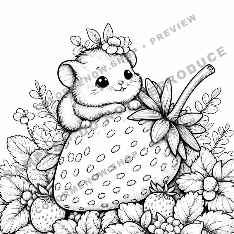 Tiny Food Friends – Berry Garden Buddies Coloring Pages - Sample Page 3