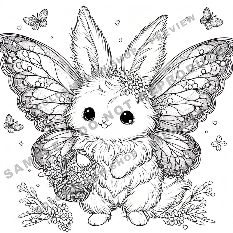 Whimsical Bunny Coloring Pages - Sample Page 1