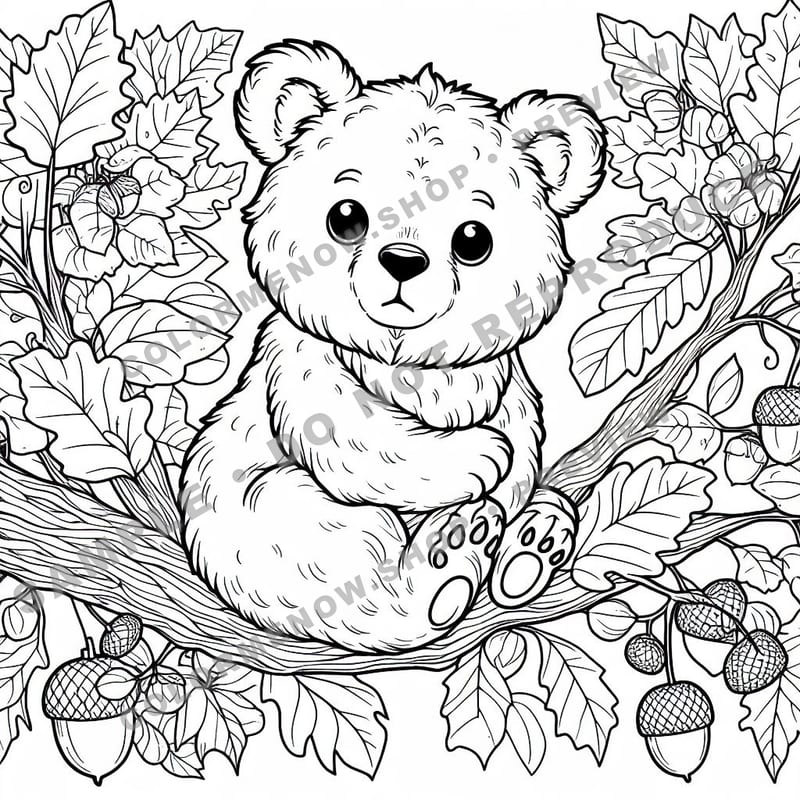 Whimsical Tree Animals Coloring Pages - Sample Page 1